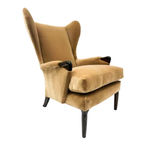 1960s Honey Mohair Wing Armchair