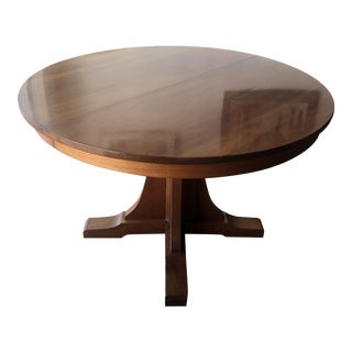 1990s Stickley Mission Extension Pedestal Dining Table For Sale
