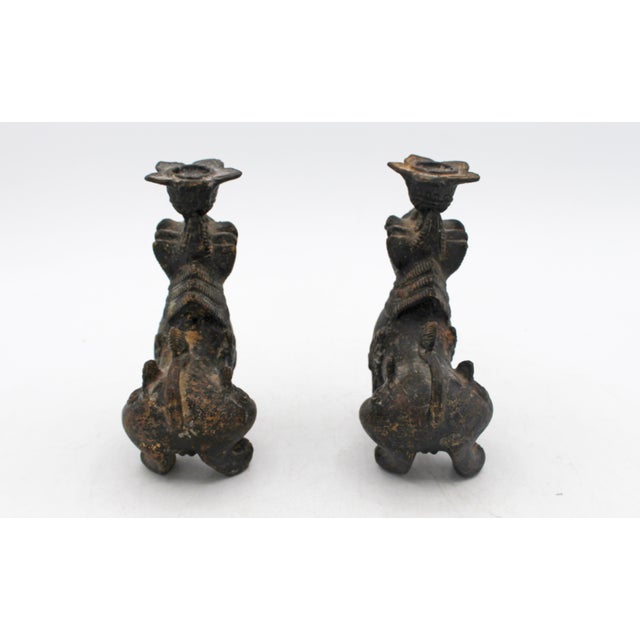 Victorian Late 19th Century Pair of Bronze Burmese Chinthe Temple Guardian Lions For Sale - Image 3 of 6
