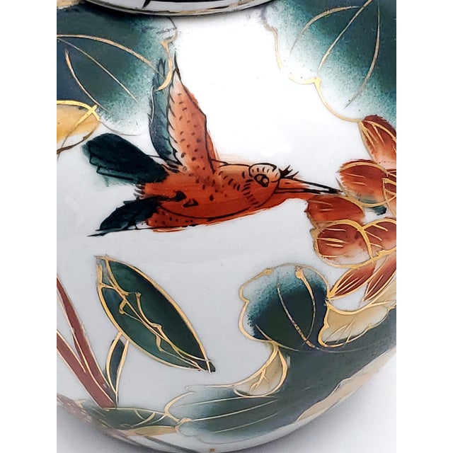 Green Vintage Chinese Porcelain Ginger Jar With Hummingbird For Sale - Image 8 of 12