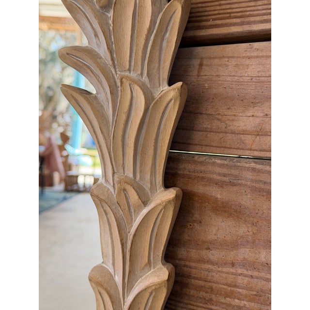1980s Vintage Carolina Mirror Carved Palm Leaf Wall Mirror – Coastal Organic Modern For Sale - Image 5 of 12