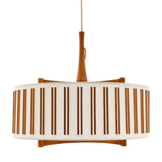 Japanese Adjustable Ceiling Lamp in Teak by Temde Swiss, 1960s For Sale