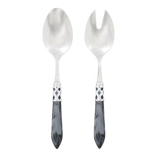 VIETRI Aladdin Brilliant Charcoal Salad Server Set - 2 Pieces For Sale