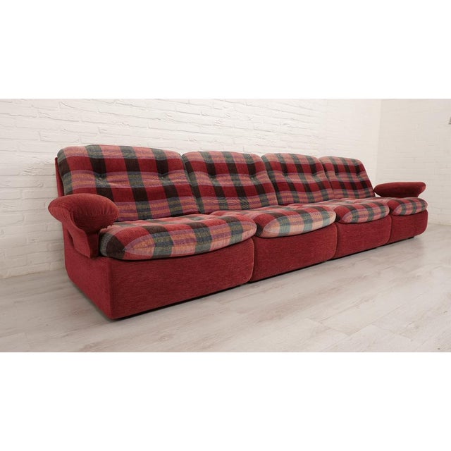 Modular Red Checkered Sofa, 1970s, Set of 4 For Sale - Image 4 of 13