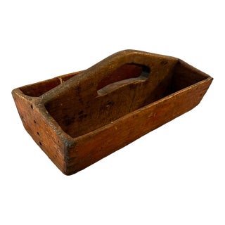 Early 19th Century Antique French Provincial Country Wooden Storage Caddy Tool Box For Sale