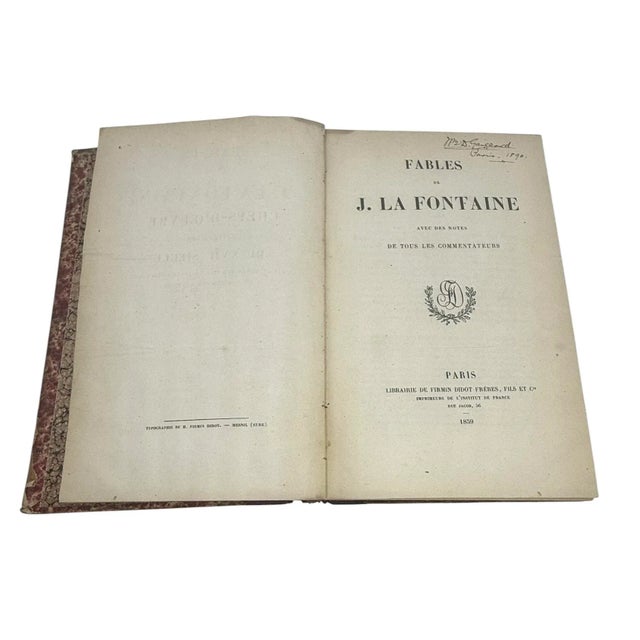 Paper Antique "Fables De La Fontaine" Published in Paris by Librairie De Firmin Didot Frères, Fils Et Cie 1859 For Sale - Image 7 of 12