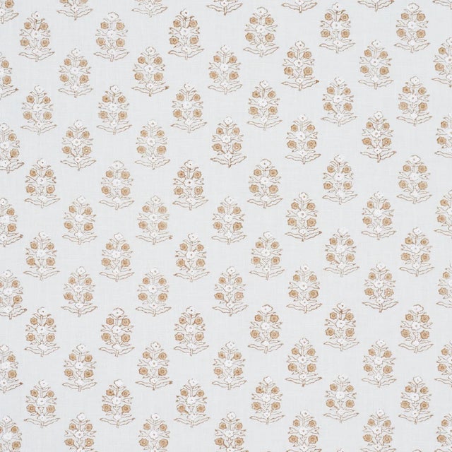 SAMPLE - Schumacher Aditi Hand Blocked Print Fabric In Sky For Sale