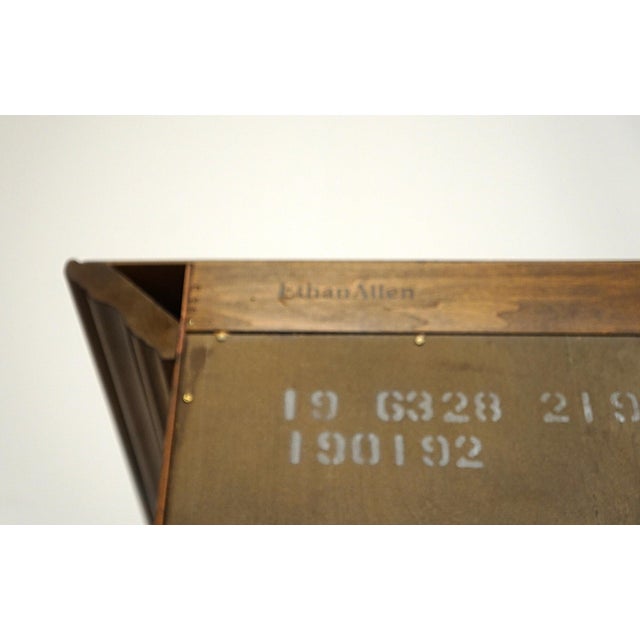 Ethan Allen Country Craftsman Solid Knotty Pine Early American Country French 62" Buffet W. Lighted Display China Cabinet 19-6326 / 19-6328 For Sale - Image 13 of 15