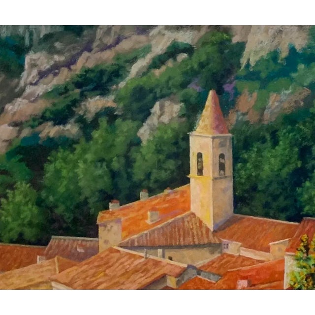 Impressionist "Mountain Town" Pastel by Claude Chevalley For Sale - Image 3 of 5