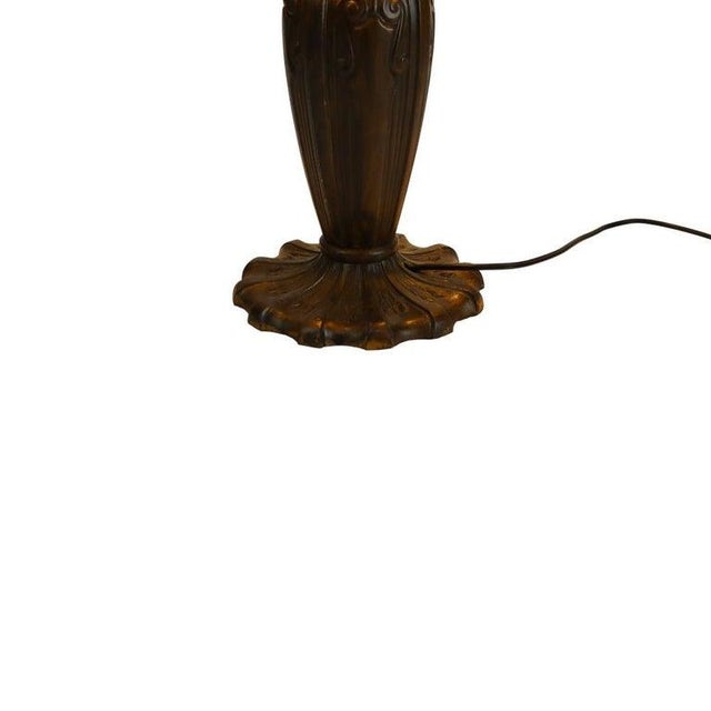 Antique Bradley & Hubbard School 6-Panel Slag Glass Lamp With Floral Motif C1920 For Sale - Image 10 of 12