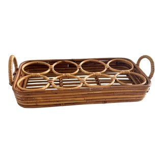 Vintage Pencil Reed Drink Caddy Tray For Sale