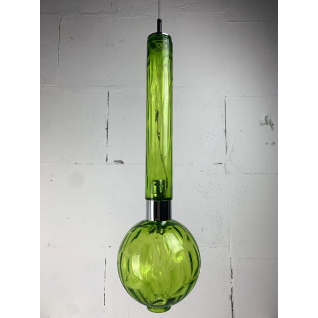 Glass Large Mid-Century Green Glass Tube Pendant from Staff Leuchten, 1960s-1970s For Sale - Image 7 of 15