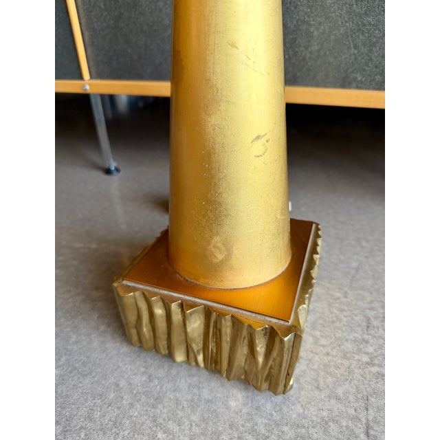 Metal 1960s Brutalist Italian Gold Leaf Metal Sculpture Table Lamp Heavy Richard Barr Attr. For Sale - Image 7 of 18