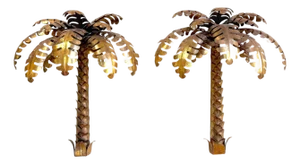 Pair of Maison Jansen Gilt Metal Palm Tree Sconces, France, 20th Century