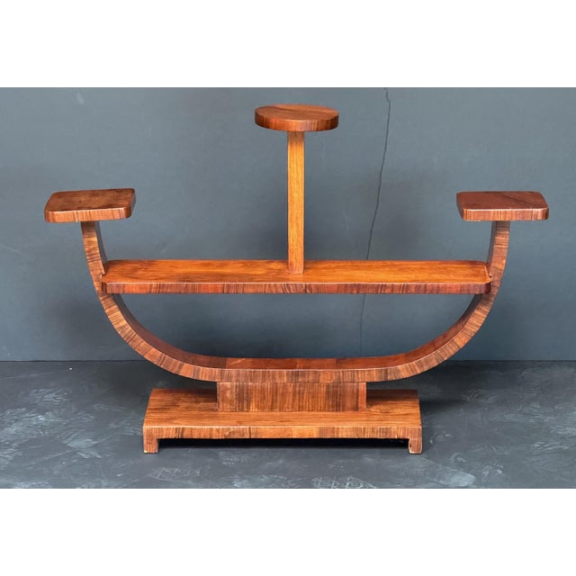 Art Deco Plant Stand or Etagere of Figured Walnut From Italy For Sale - Image 4 of 10