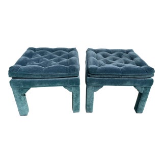 1970s Vintage Mohair Footstools - a Pair For Sale