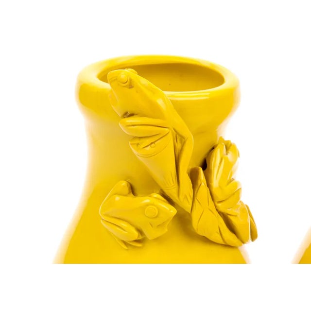 Vintage Yellow Chinese Peking Glass Vases - a Pair For Sale - Image 4 of 9
