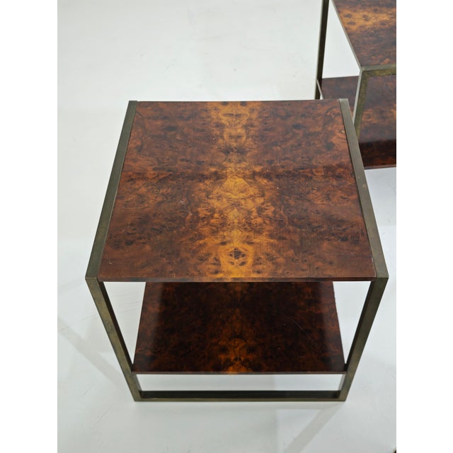 Mid-Century Modern Brass and Wood Coffee Tables, Italy, 1970s, Set of 3 For Sale - Image 12 of 14