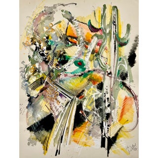 Roger Lersy, Large Modernist Art French Abstract Expressionist Colorful Painting Roger Lersy, 1964 For Sale