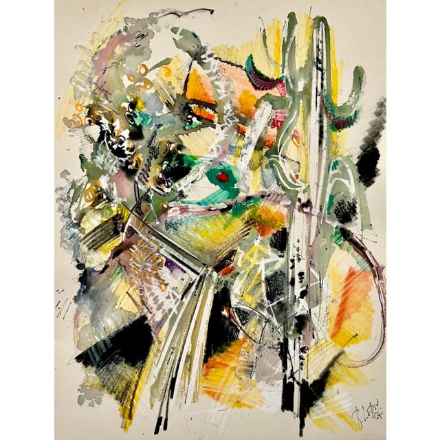 Roger Lersy, Large Modernist Art French Abstract Expressionist Colorful Painting Roger Lersy, 1964 For Sale