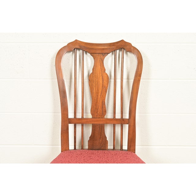 Baker Furniture Style Queen Anne Solid Walnut Side Chairs or Dining Chairs, Pair For Sale In South Bend - Image 6 of 14