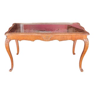 Oak Coffee Table with Wickerwork For Sale