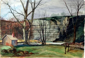 Joseph Yeager "Cottage in the Woods" Realism Watercolor Circa 1940s-1950s