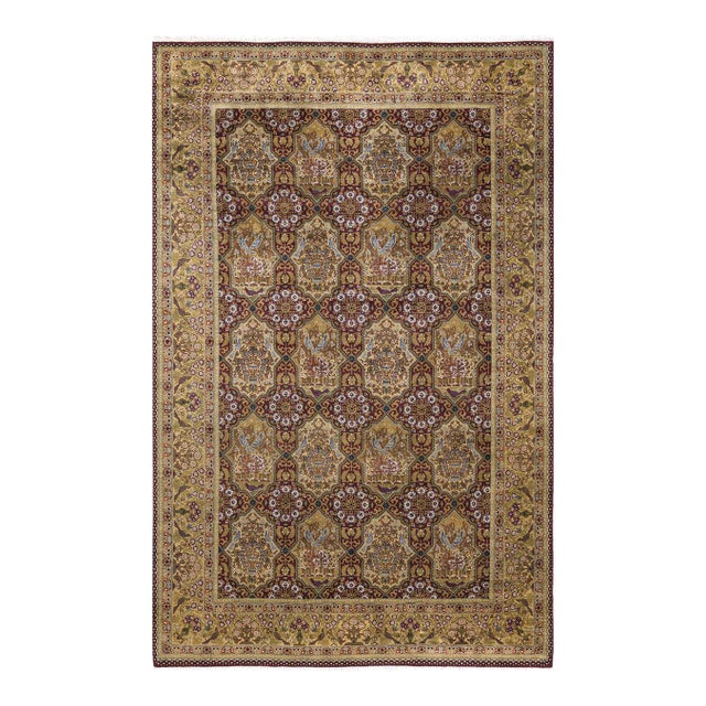 Vintage Moroccan Hand Knotted Wool Area Rug, Burgundy - 6'1" X 9'5" For Sale