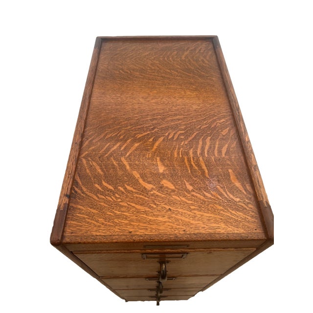Antique Tiger Oak Filing Cabinet h.s Crocker San Francisco Four Drawers C1905 For Sale In Palm Springs - Image 6 of 12