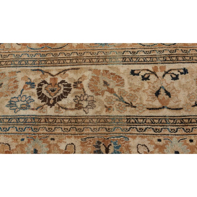 Textile Fine Antique Persian Mashad Handmade Wool Rug For Sale - Image 7 of 10
