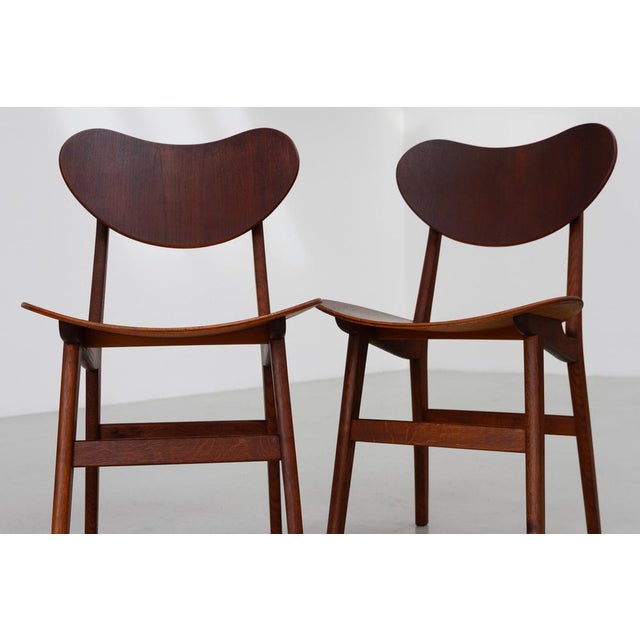 Brown Modern Danish Oak and Teak Side Chairs, Denmark, 1960s, Set of 2 For Sale - Image 8 of 18