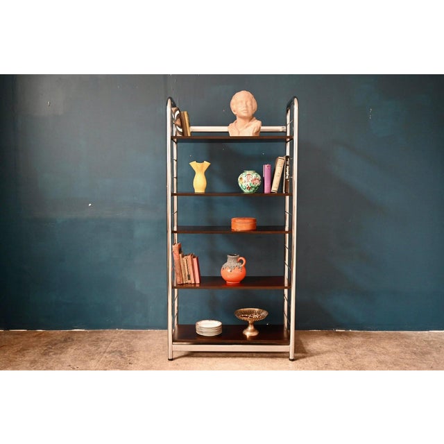 Chrome and Teak Bookcase, 1970s For Sale - Image 15 of 15