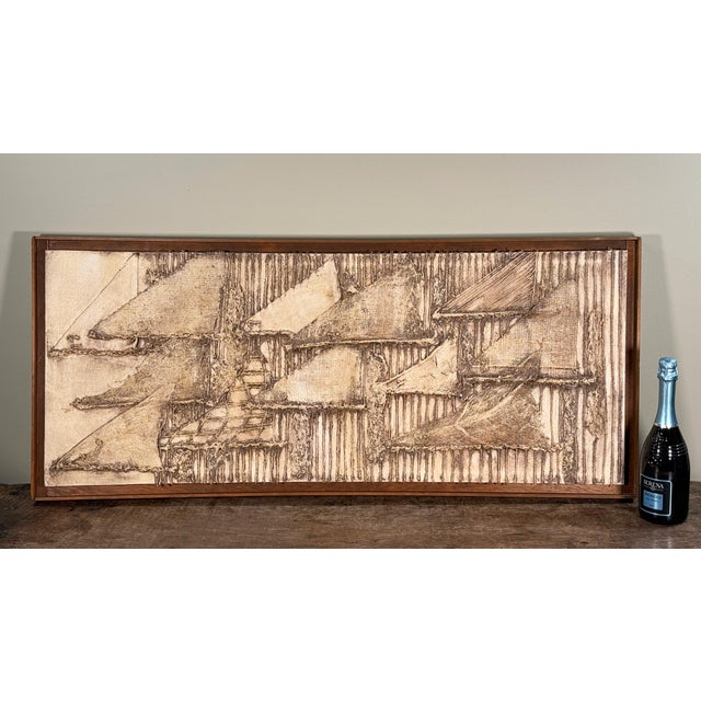 Mid-Century Modern Vintage Mid-Century Abstract Mixed Media Textural Wall Panel, c.1960s For Sale - Image 3 of 9