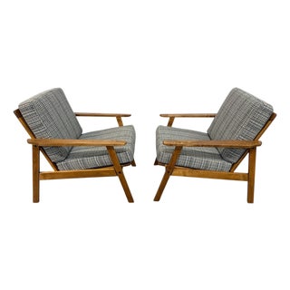 Mid-Century Modern Walnut Arm Chairs - Set of 2 For Sale