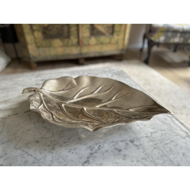Large Silver-Plated Leaf-Shaped Bowl from Valenti, 1972 For Sale - Image 12 of 14