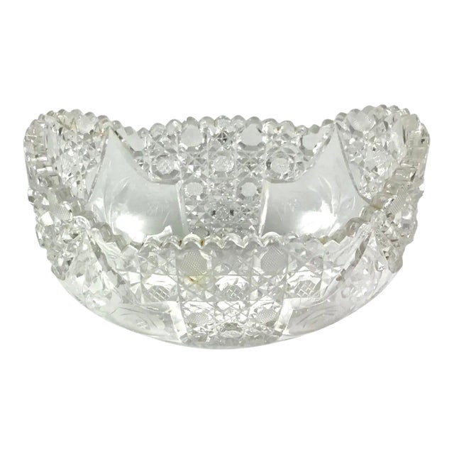 Vintage American Brilliant Period Cut Glass Fruit Bowl For Sale
