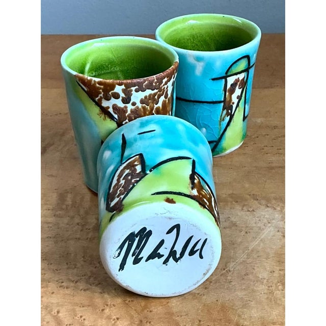 Vintage Hand-Painted Ceramic Cups For Sale - Image 12 of 12