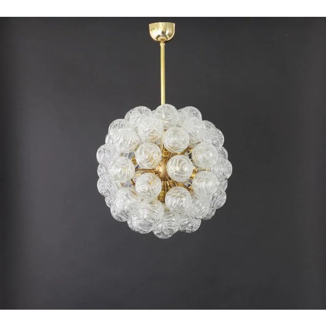 German Sputnik Chandelier with Snow Glass Ball from Doria, 1970s For Sale - Image 8 of 14
