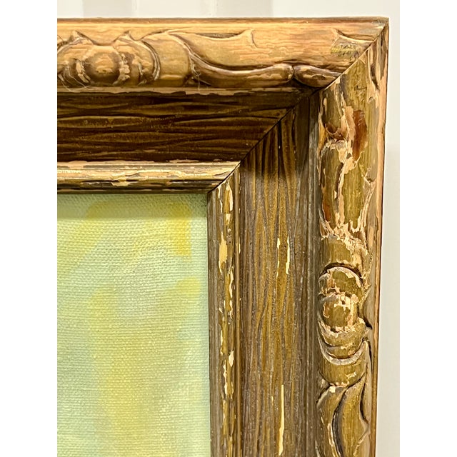 2000 - 2009 Vintage Spanish Style Naïve Folk Art Interior Painting in Ornate Carved Wood Frame For Sale - Image 5 of 12