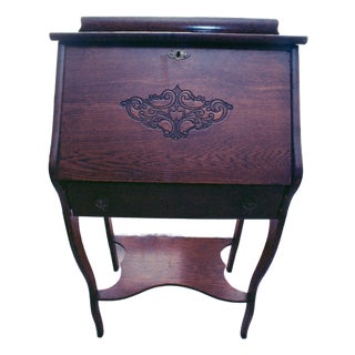 Antique Turn-of-the-Century Quarter-Sawn Oak Drop-Front Secretary Desk For Sale