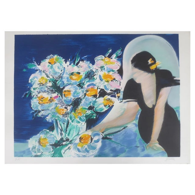 Victor Spahn, Elisabeth with a Bouquet, Lithograph For Sale