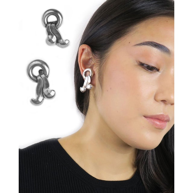 A pair of William Spratling Taxco Deco Retro Earrings. These earrings were designed by American artist and architect...