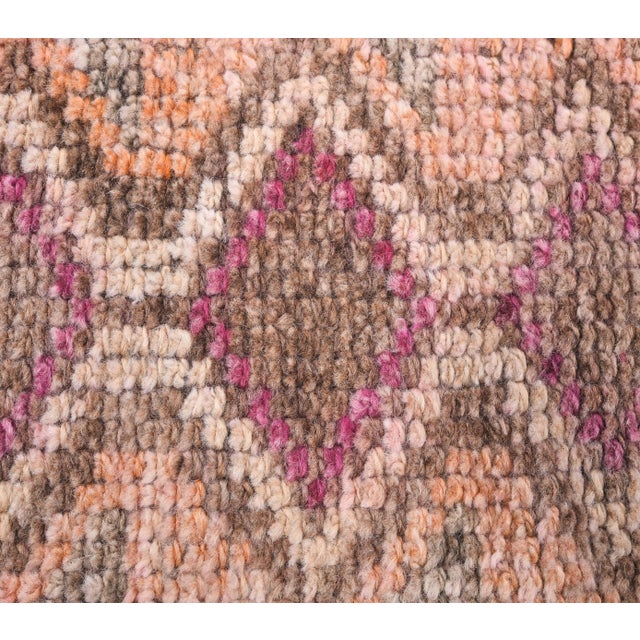 Textile Vintage Pink Geometric Turkish Hand-Knotted Runner For Sale - Image 7 of 9