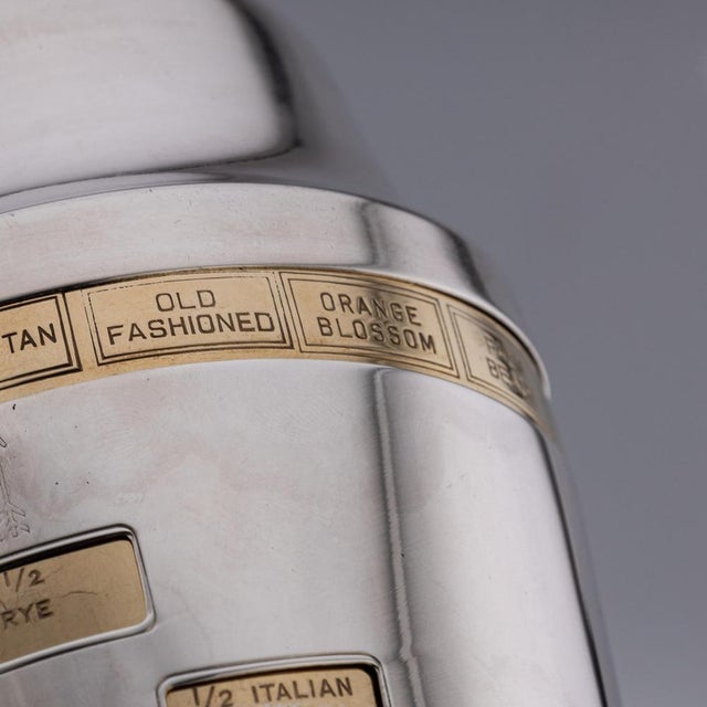 20th Century American Silver Plated Recipe Cocktail Shaker, 1930s For Sale - Image 11 of 14