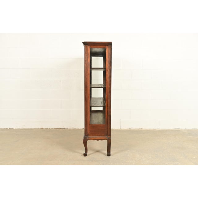 Berkey & Gay Style Antique Queen Anne Carved Mahogany Bookcase or Bar Cabinet, Circa 1920s For Sale - Image 13 of 15