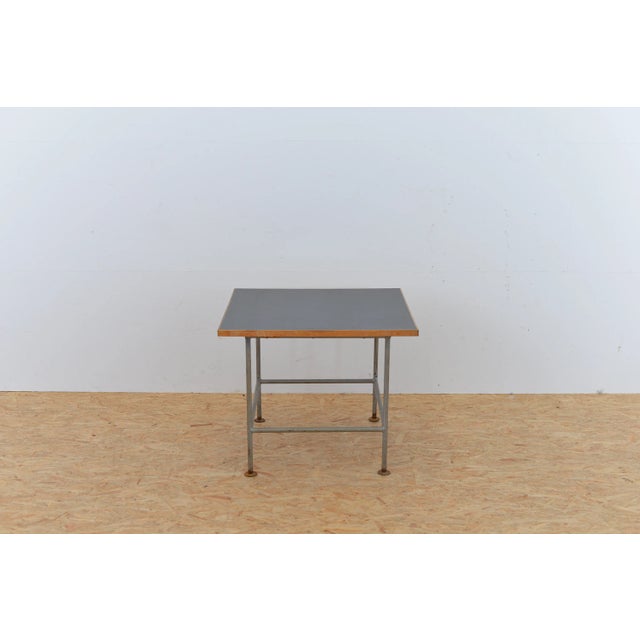 Metal Vintage Metal Side Table with Black Top For Sale - Image 7 of 8