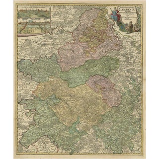 Map of Region Champagne-Ardenne with Reims, Troyes & Épernay in France, 1759 For Sale