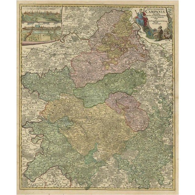 Map of Region Champagne-Ardenne with Reims, Troyes & Épernay in France, 1759 For Sale