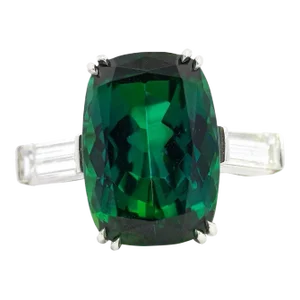 12.68 Carat Zoisite Green Tanzanite & Diamond Ring in Platinum 950 | IGI Certifi, Size 7