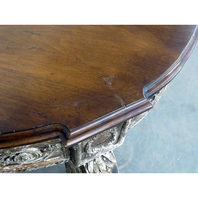 Brown Very Rare White Washed Paint Swedish Napoleonic Style Center Formal Table For Sale - Image 8 of 10